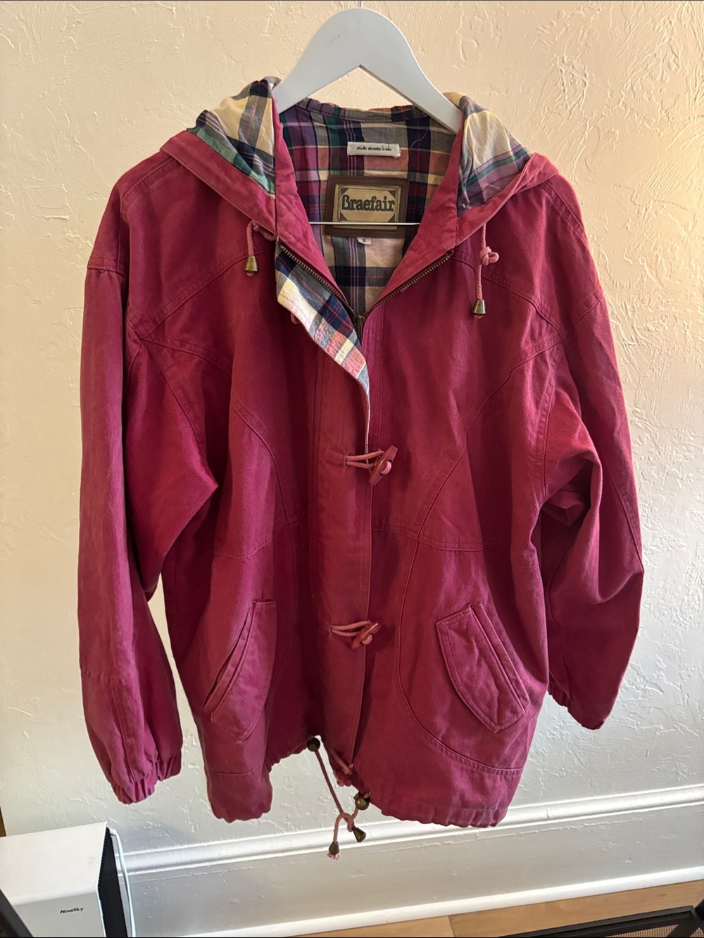 Braefair Vintage Women's Hooded Utility Jacket in Deep Berry